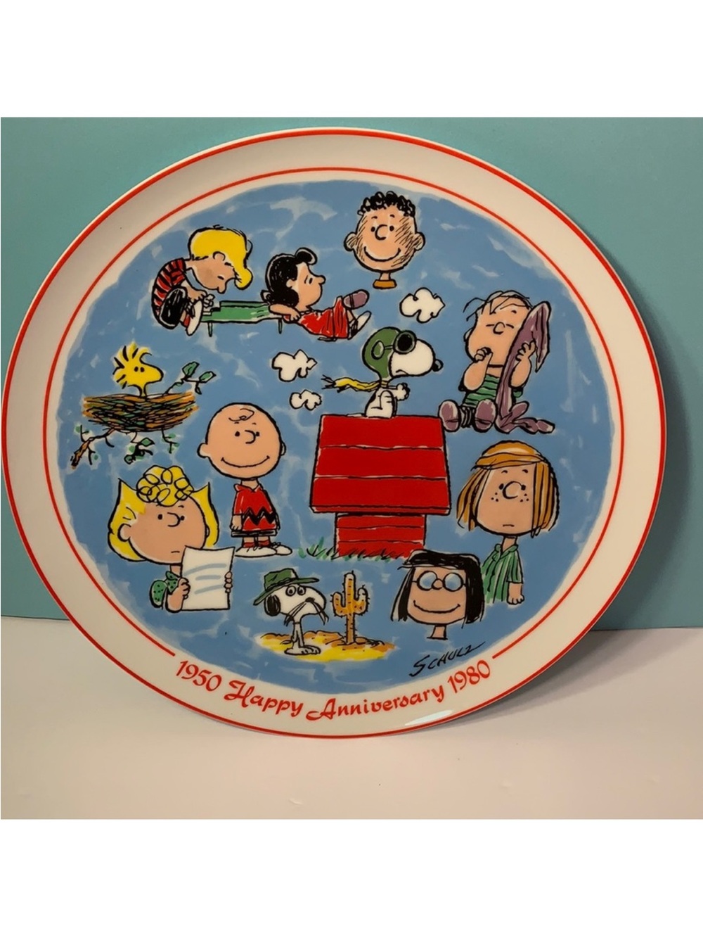 Peanuts 30th Anniversary Decorative Plate - Blue & Red